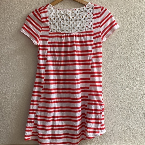 ANTHROPOLOGIE meadow Rue red and white knit and white eyelet Tunic top - Picture 7 of 8